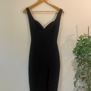 Nasty Gal Black Sleeveless Midi Dress with Sweetheart Neckline